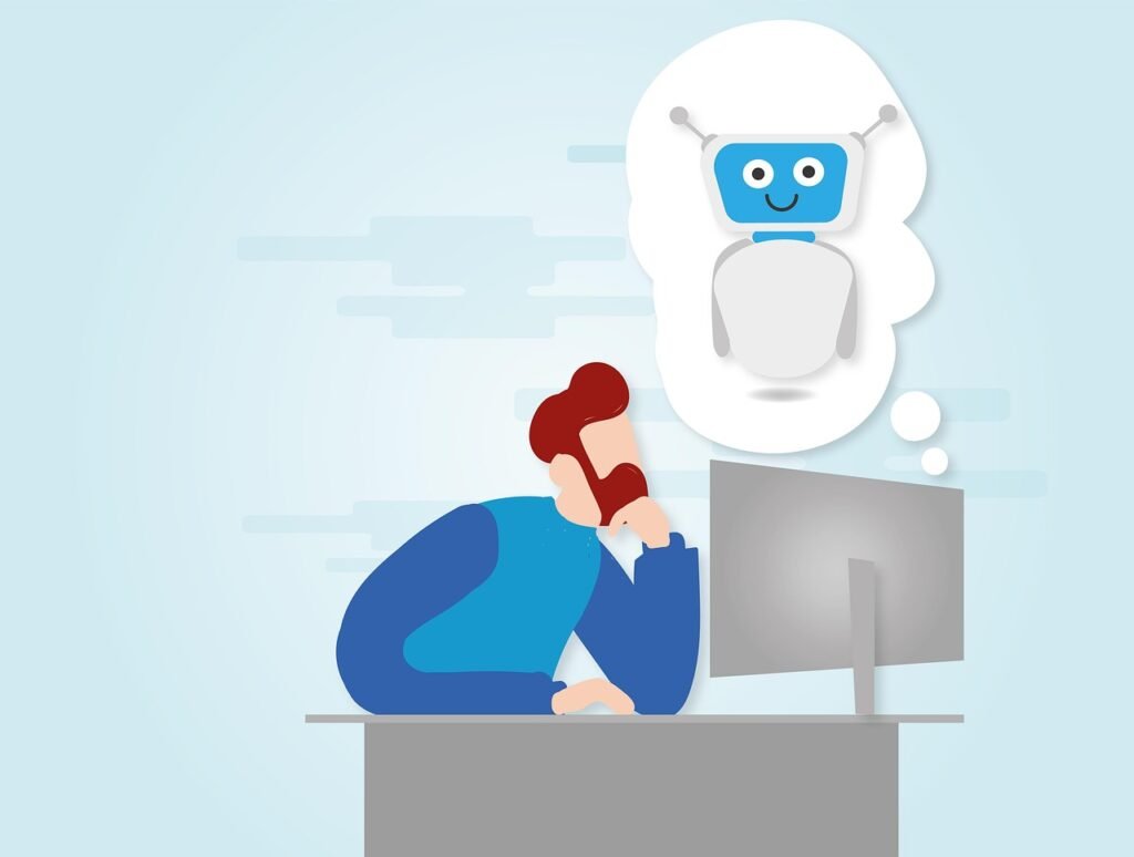 man, computer, think, digital, chat, communication, internet, office, workplace, desk, work, technology, video conference, e-learning, online, chatbot, chatgpt, ai, artificial, intelligence, chip, circuit board, cpu, future, chatbot, chatbot, chatgpt, chatgpt, chatgpt, chatgpt, chatgpt, IA agentique 2025